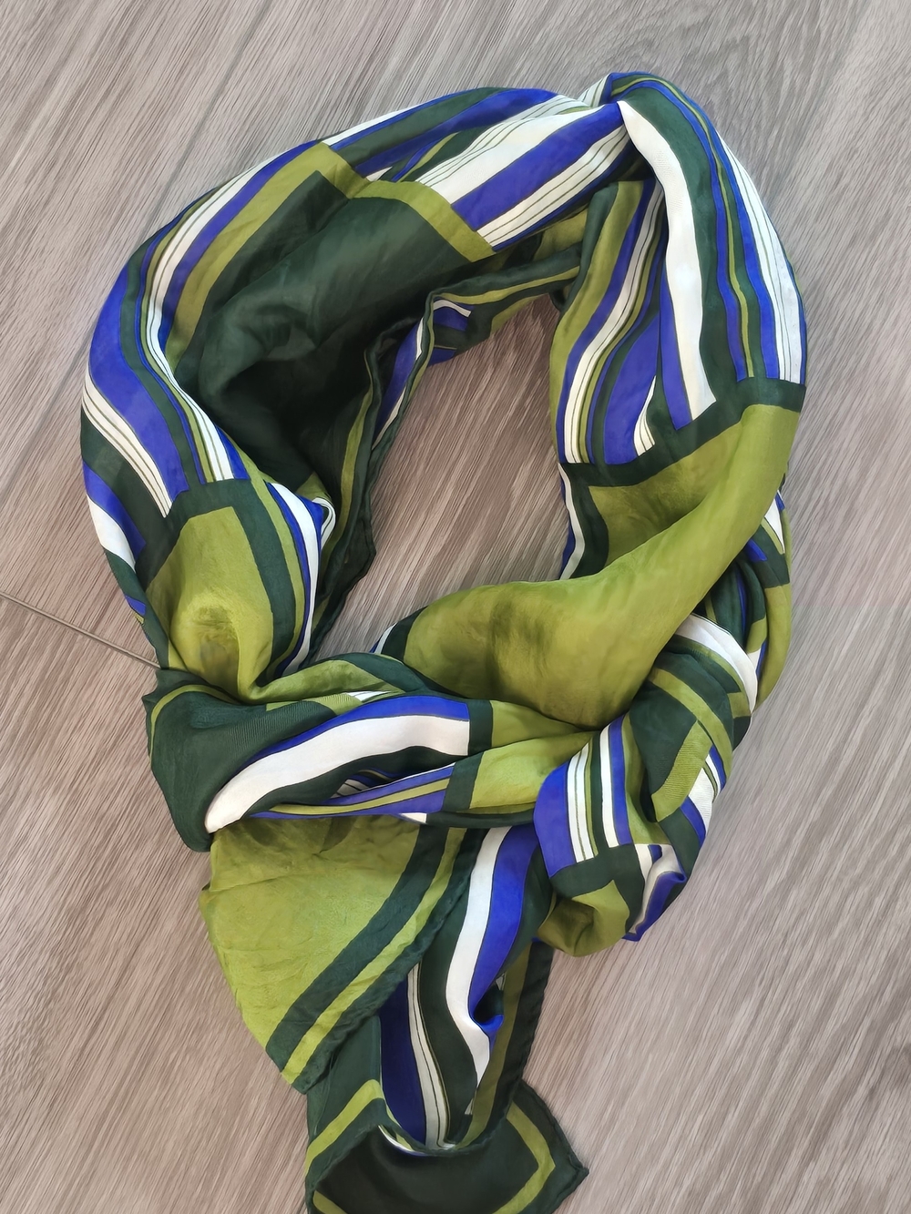 Glentex Vintage Scarf 70 Rayon 30 Lightweight Green & Blue Striped Women's Scarf